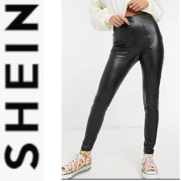 SHEIN Pants - Pleather Front Pleat Side and Ankle Zip Pants Shein